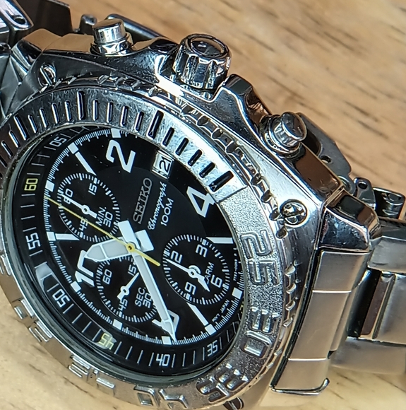 Seiko Chronograph Alarm SNA617P1 7T62-0FL0 Stainless Steel 100 Meter - Picture 2 of 10